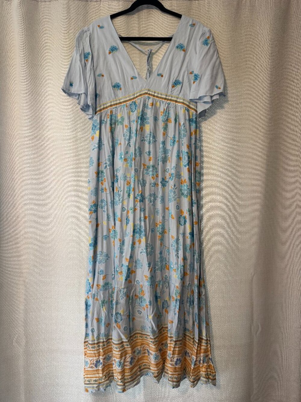 Baltic Born In Bloom Cambria Maxi Dress – Blue Floral Tie Back (Large)